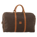 CELINE Macadam Canvas Boston Bag PVC Leather Brown Gold Auth 188985-1