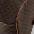 CELINE Macadam Canvas Boston Bag PVC Leather Brown Gold Auth 188985-12