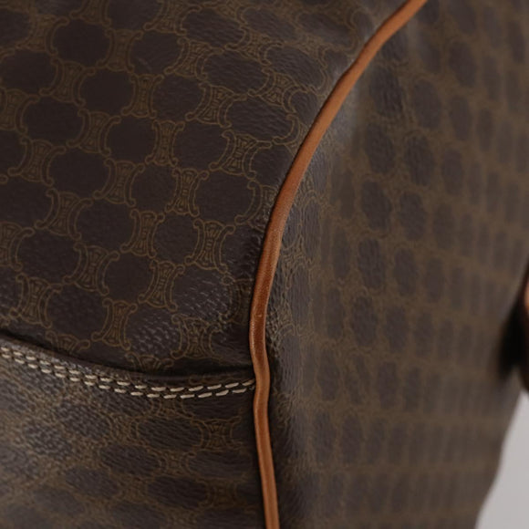 CELINE Macadam Canvas Boston Bag PVC Leather Brown Gold Auth 188985