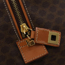 CELINE Macadam Canvas Boston Bag PVC Leather Brown Gold Auth 188985-15