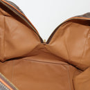 CELINE Macadam Canvas Boston Bag PVC Leather Brown Gold Auth 188985-19