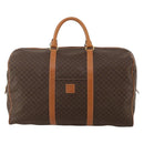 CELINE Macadam Canvas Boston Bag PVC Leather Brown Gold Auth 188985-2