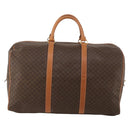 CELINE Macadam Canvas Boston Bag PVC Leather Brown Gold Auth 188985-3