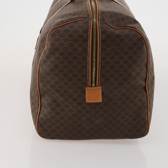 CELINE Macadam Canvas Boston Bag PVC Leather Brown Gold Auth 188985