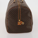 CELINE Macadam Canvas Boston Bag PVC Leather Brown Gold Auth 188985-5