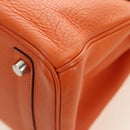 HERMES Birkin 30 Hand Bag Taurillon Clemence Leather Orange Silver Auth 188988SM-15