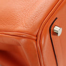 HERMES Birkin 30 Hand Bag Taurillon Clemence Leather Orange Silver Auth 188988SM-16