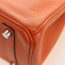 HERMES Birkin 30 Hand Bag Taurillon Clemence Leather Orange Silver Auth 188988SM-17