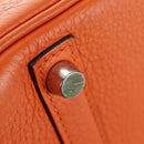 HERMES Birkin 30 Hand Bag Taurillon Clemence Leather Orange Silver Auth 188988SM-18