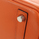 HERMES Birkin 30 Hand Bag Taurillon Clemence Leather Orange Silver Auth 188988SM-19