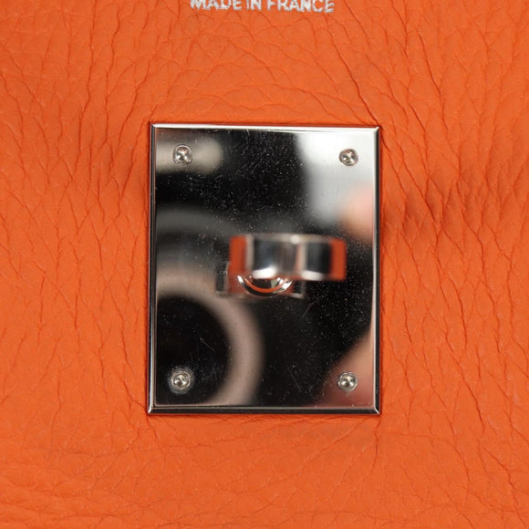 HERMES Birkin 30 Hand Bag Taurillon Clemence Leather Orange Silver Auth 188988SM