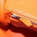 HERMES Birkin 30 Hand Bag Taurillon Clemence Leather Orange Silver Auth 188988SM-29