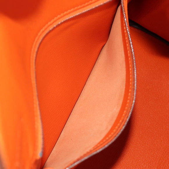 HERMES Birkin 30 Hand Bag Taurillon Clemence Leather Orange Silver Auth 188988SM