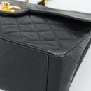CHANEL Big Matelasse 34 Chain Shoulder Bag Lamb Skin Black Gold CC Auth 188990V-11