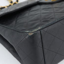CHANEL Big Matelasse 34 Chain Shoulder Bag Lamb Skin Black Gold CC Auth 188990V-13