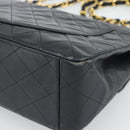 CHANEL Big Matelasse 34 Chain Shoulder Bag Lamb Skin Black Gold CC Auth 188990V-14