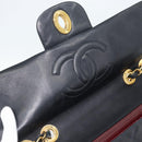 CHANEL Big Matelasse 34 Chain Shoulder Bag Lamb Skin Black Gold CC Auth 188990V-18