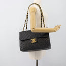 CHANEL Big Matelasse 34 Chain Shoulder Bag Lamb Skin Black Gold CC Auth 188990V-28