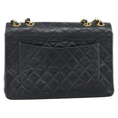 CHANEL Big Matelasse 34 Chain Shoulder Bag Lamb Skin Black Gold CC Auth 188990V-3