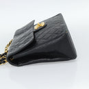 CHANEL Big Matelasse 34 Chain Shoulder Bag Lamb Skin Black Gold CC Auth 188990V-4