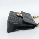 CHANEL Big Matelasse 34 Chain Shoulder Bag Lamb Skin Black Gold CC Auth 188990V-5