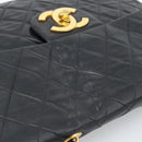 CHANEL Big Matelasse 34 Chain Shoulder Bag Lamb Skin Black Gold CC Auth 188990V-7