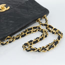 CHANEL Big Matelasse 34 Chain Shoulder Bag Lamb Skin Black Gold CC Auth 188990V-8