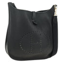 HERMES Evelyn 1 GM Bag Taurillon Leather Black Gold Auth 188991M-1
