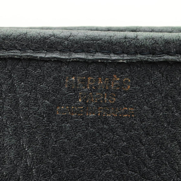 HERMES Evelyn 1 GM Bag Taurillon Leather Black Gold Auth 188991M
