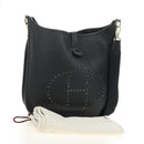 HERMES Evelyn 1 GM Bag Taurillon Leather Black Gold Auth 188991M-12
