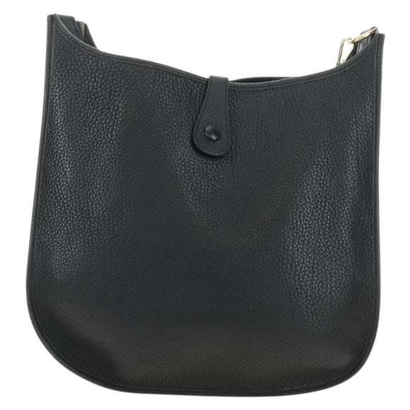 HERMES Evelyn 1 GM Bag Taurillon Leather Black Gold Auth 188991M