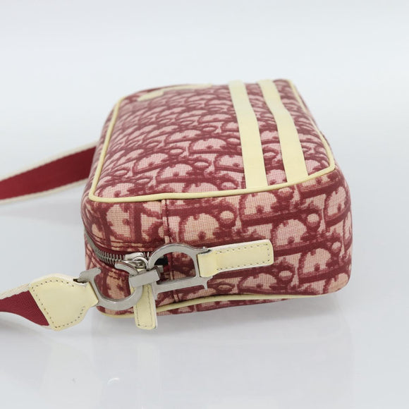 Christian Dior Trotter Canvas Shoulder Bag PVC Red Silver Auth 188995A