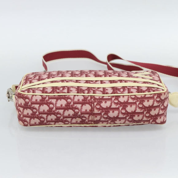 Christian Dior Trotter Canvas Shoulder Bag PVC Red Silver Auth 188995A