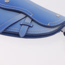 Christian Dior Saddle Pouch Leather Light Blue Silver Auth 188996-14