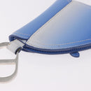 Christian Dior Saddle Pouch Leather Light Blue Silver Auth 188996-15