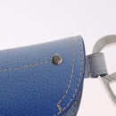 Christian Dior Saddle Pouch Leather Light Blue Silver Auth 188996-17