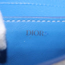 Christian Dior Saddle Pouch Leather Light Blue Silver Auth 188996-18