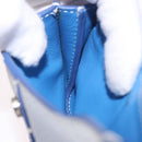 Christian Dior Saddle Pouch Leather Light Blue Silver Auth 188996-20
