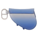 Christian Dior Saddle Pouch Leather Light Blue Silver Auth 188996-2