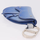 Christian Dior Saddle Pouch Leather Light Blue Silver Auth 188996-4