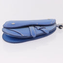 Christian Dior Saddle Pouch Leather Light Blue Silver Auth 188996-5