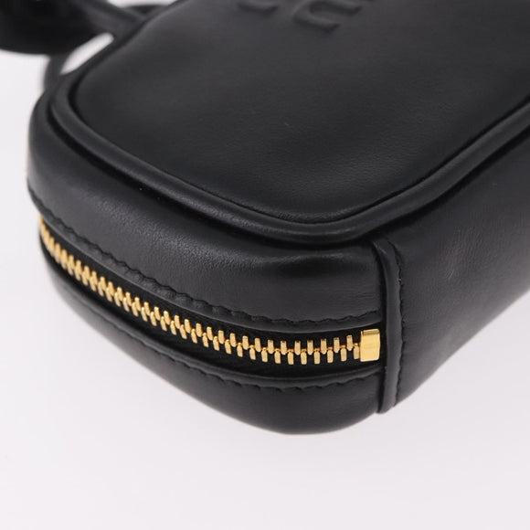 Miu Miu Matelasse Pouch Bag Charm Leather Black Gold Auth 188997M