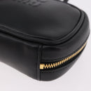 Miu Miu Matelasse Pouch Bag Charm Leather Black Gold Auth 188997M-15