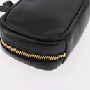 Miu Miu Matelasse Pouch Bag Charm Leather Black Gold Auth 188997M-16