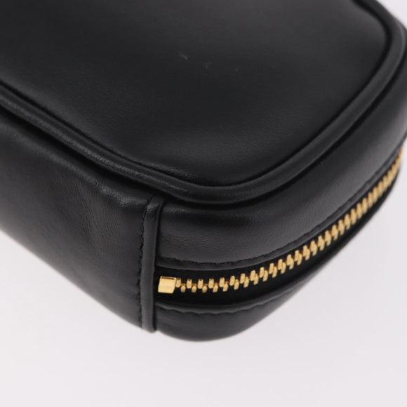 Miu Miu Matelasse Pouch Bag Charm Leather Black Gold Auth 188997M