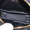 Miu Miu Matelasse Pouch Bag Charm Leather Black Gold Auth 188997M-10
