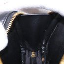 Miu Miu Matelasse Pouch Bag Charm Leather Black Gold Auth 188997M-19