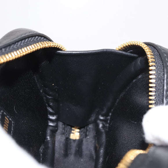 Miu Miu Matelasse Pouch Bag Charm Leather Black Gold Auth 188997M