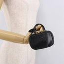 Miu Miu Matelasse Pouch Bag Charm Leather Black Gold Auth 188997M-21