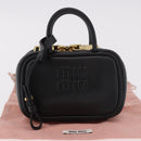Miu Miu Matelasse Pouch Bag Charm Leather Black Gold Auth 188997M-12
